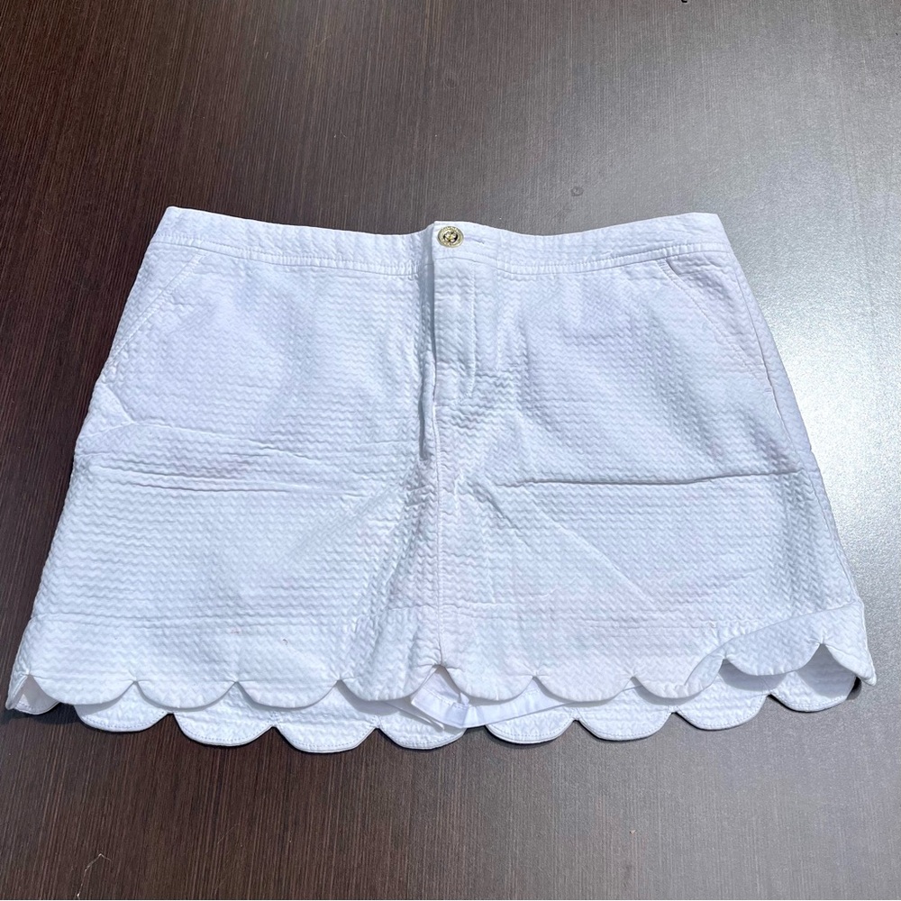 Lilly Pulitzer Scalloped White Mini Women Skort Denim Colette